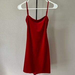 🌹 sexy low-back velvet red mini dress 🥀